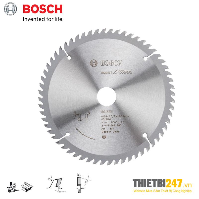 Lưỡi cưa gỗ tròn Bosch 235x30 T60 2608643000