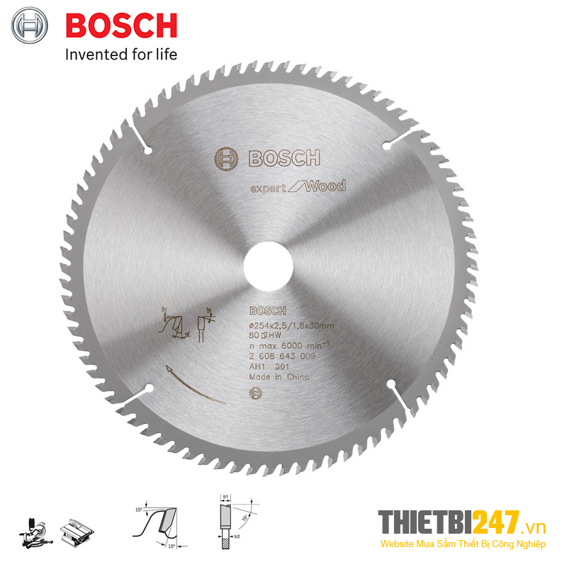 Lưỡi cưa gỗ tròn Bosch 305x25,4 T40 2608643021