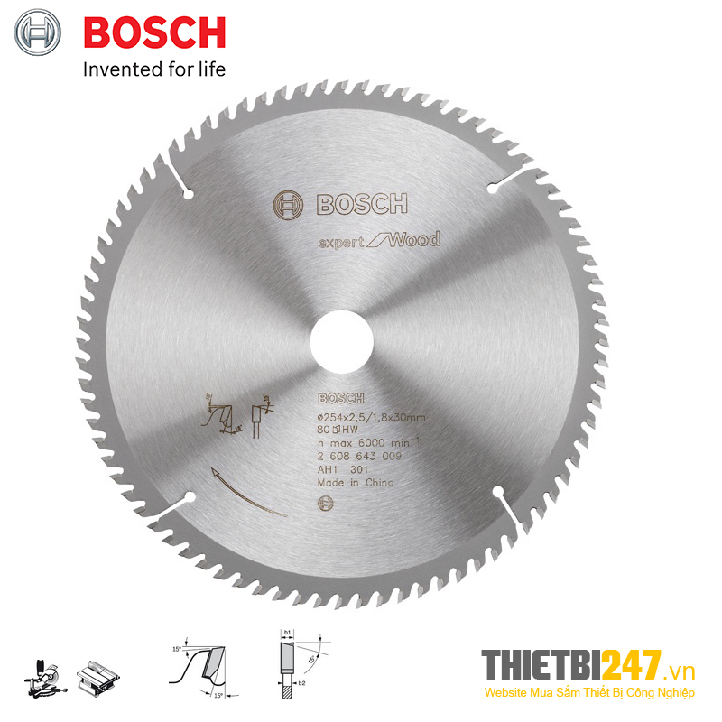Lưỡi cưa gỗ tròn Bosch 305x30 T60 2608643025