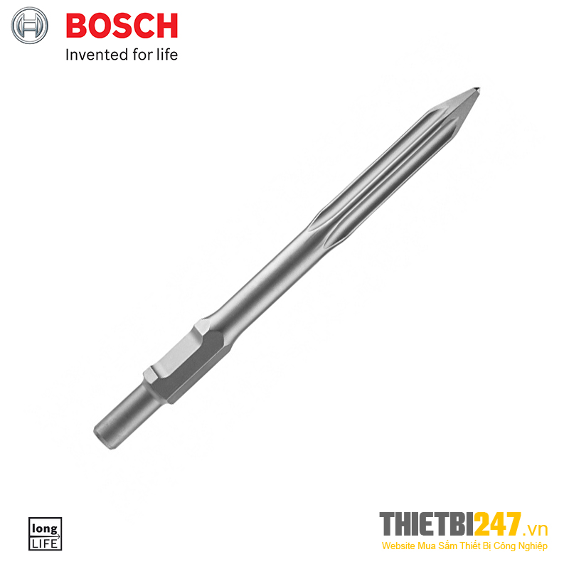 Mũi đục đầu nhọn 30mm với chuôi lục giác Hex Bosch 2608690111