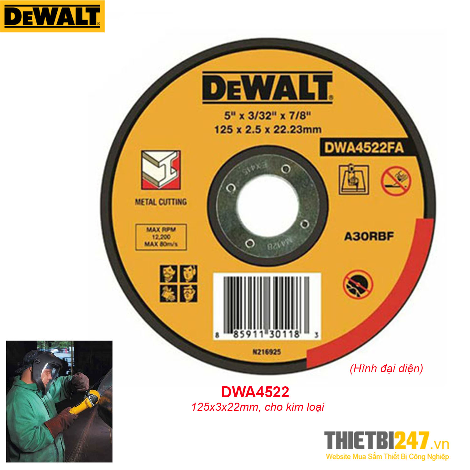 Đá cắt kim loại DeWalt DWA4522 125x3x22mm