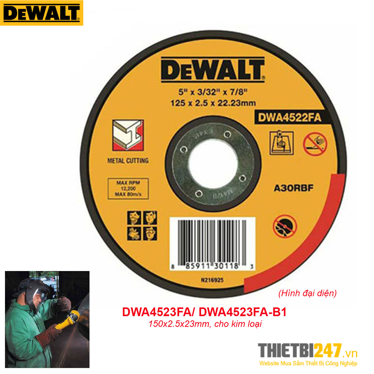 Đá cắt kim loại DeWalt DWA4523FA 150x2.5x22mm