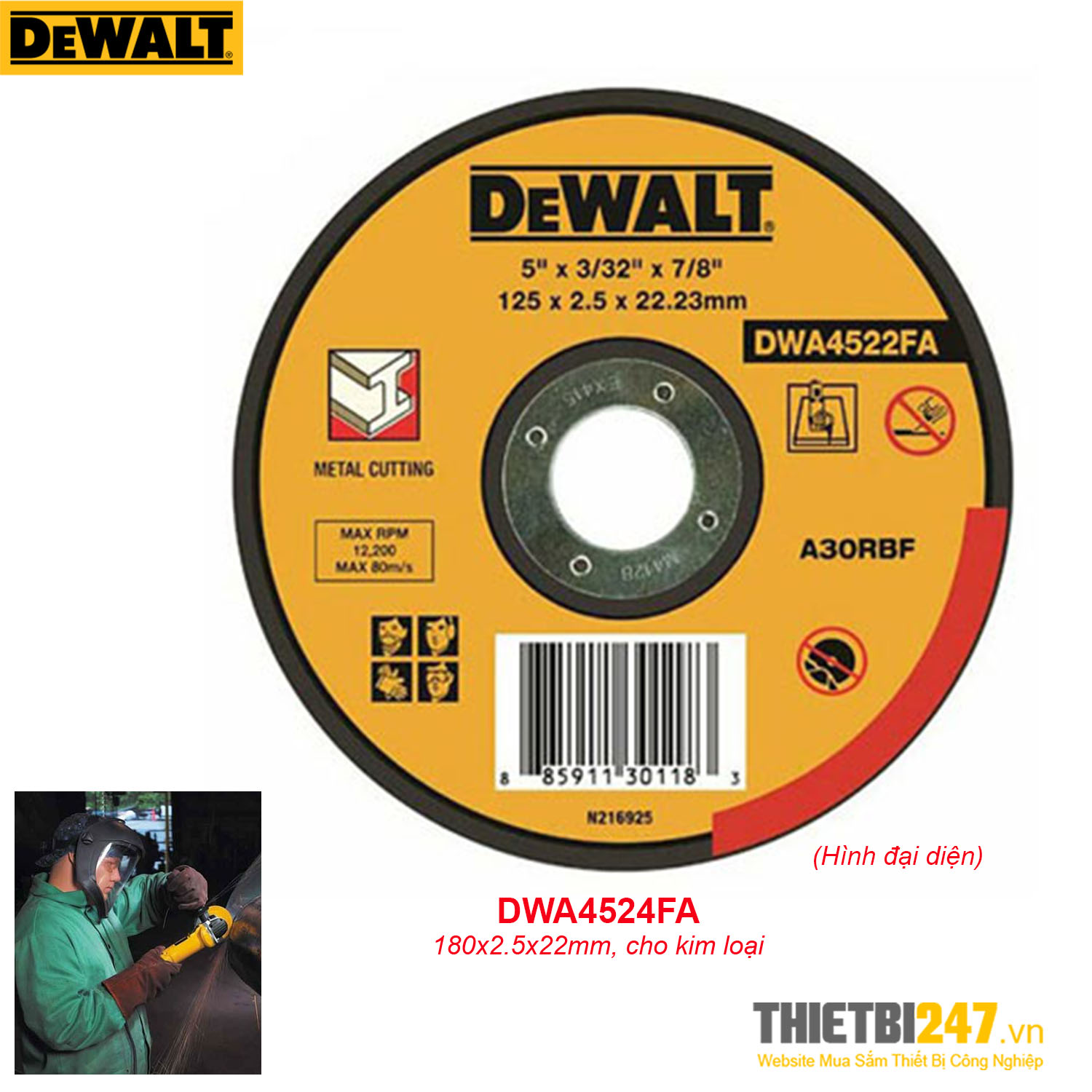 Đá cắt kim loại DeWalt DWA4524FA 180x2.5x22mm