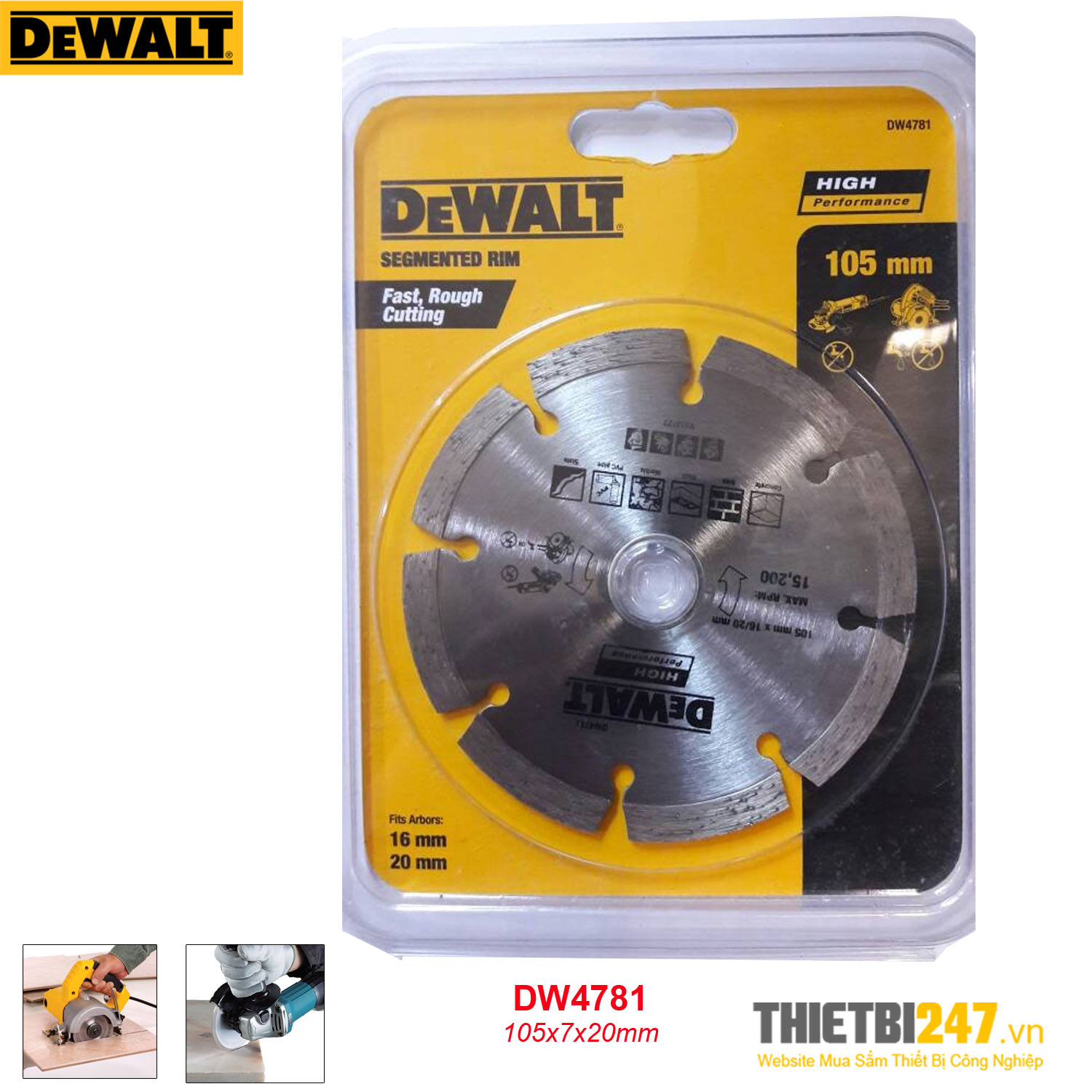 Đĩa cắt gạch kim cương Dewalt DW4781 105x7x20mm