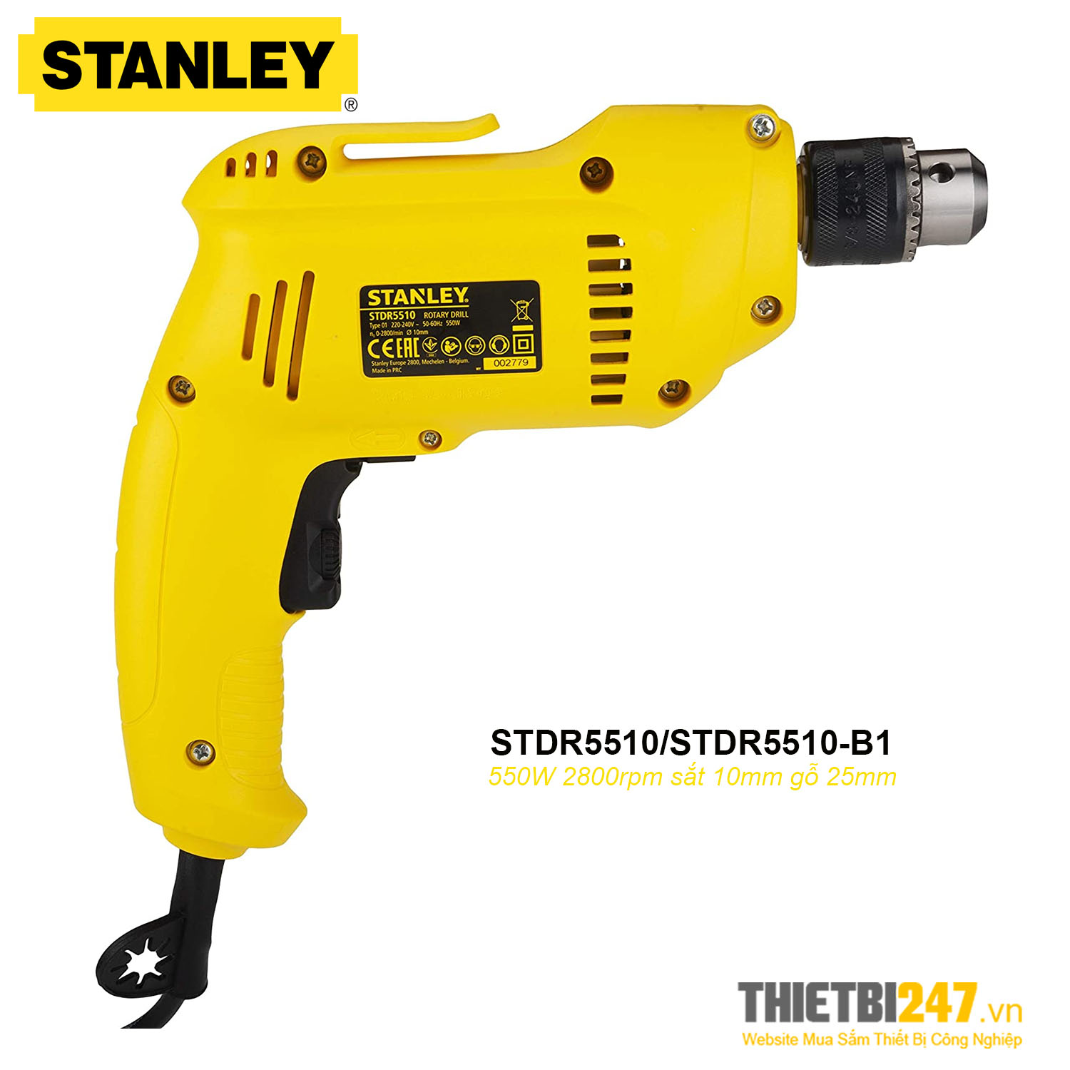 Máy khoan cầm tay Stanley STDR5510 550W 2800rpm sắt 10mm gỗ 25mm