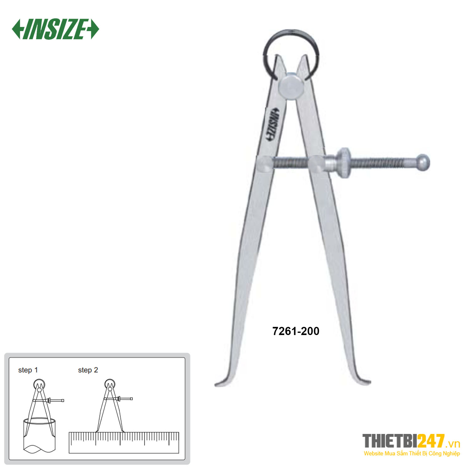 Nhíp đo trong Insize 7261-200 L200mm 22~220mm