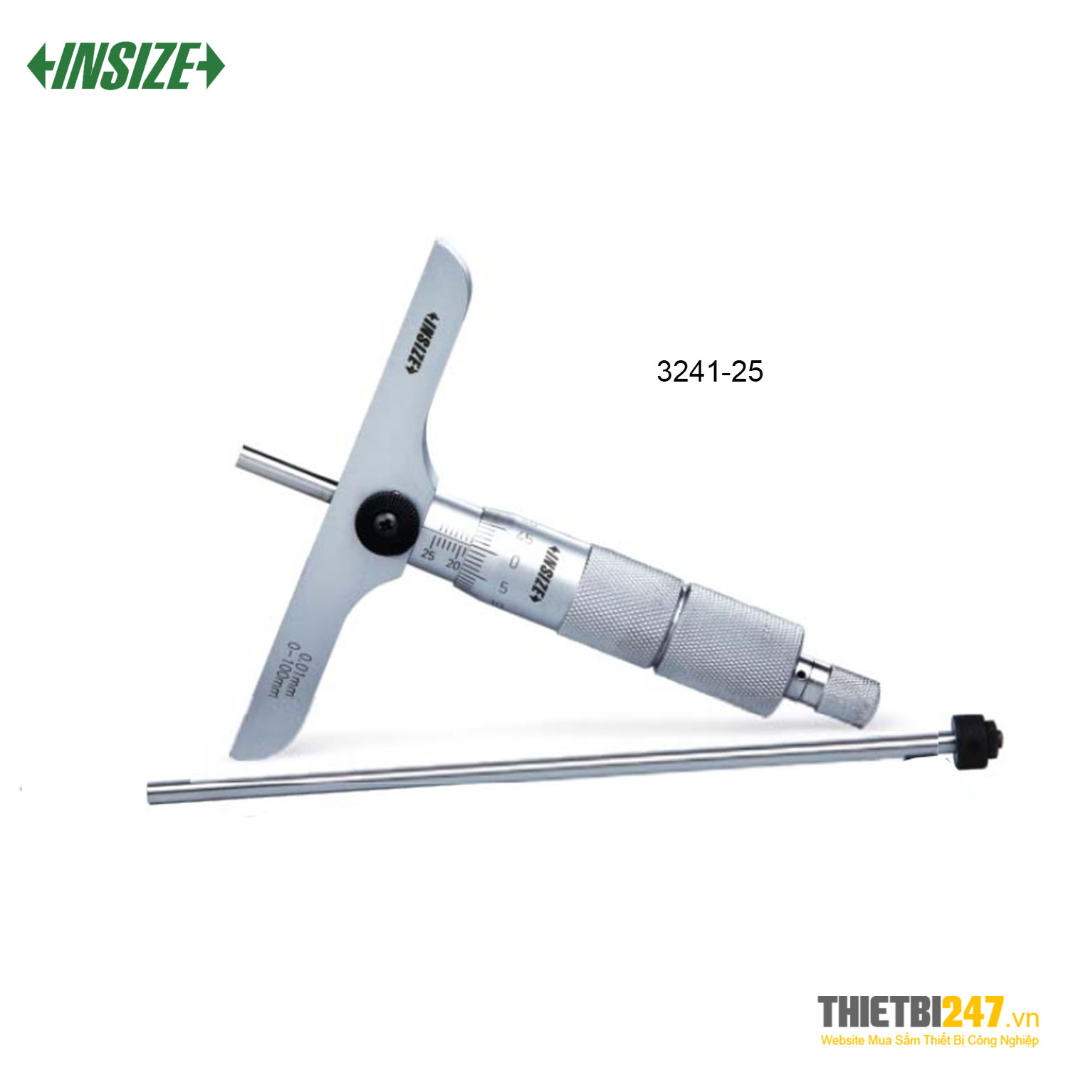 Panme đo sâu cơ khí Insize 3241-25 0~25mm 0.01mm
