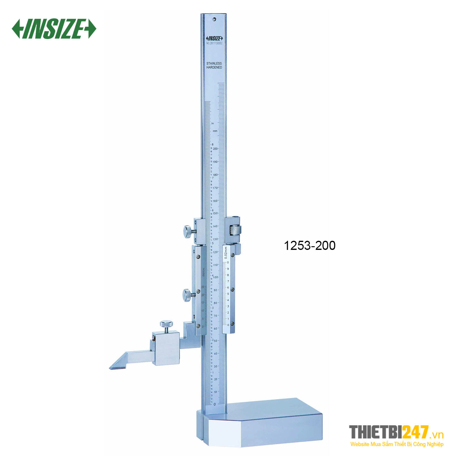 Thước đo cao cơ khí Insize 1253-200 0~200mm 0.02mm 0~8in 0.001in