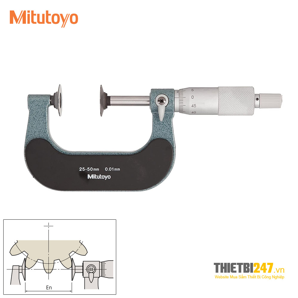 Panme cơ đo bánh răng Mitutoyo 123-102 25~50mm 0.01mm