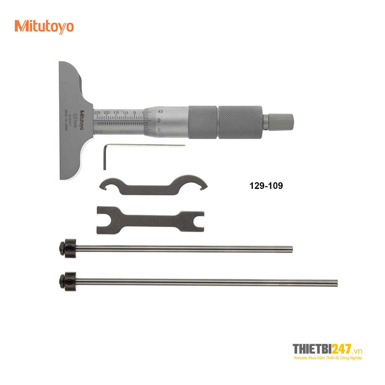 Panme đo sâu Mitutoyo 129-109 0~50mm 0.01mm chân đế đo 63.5mm