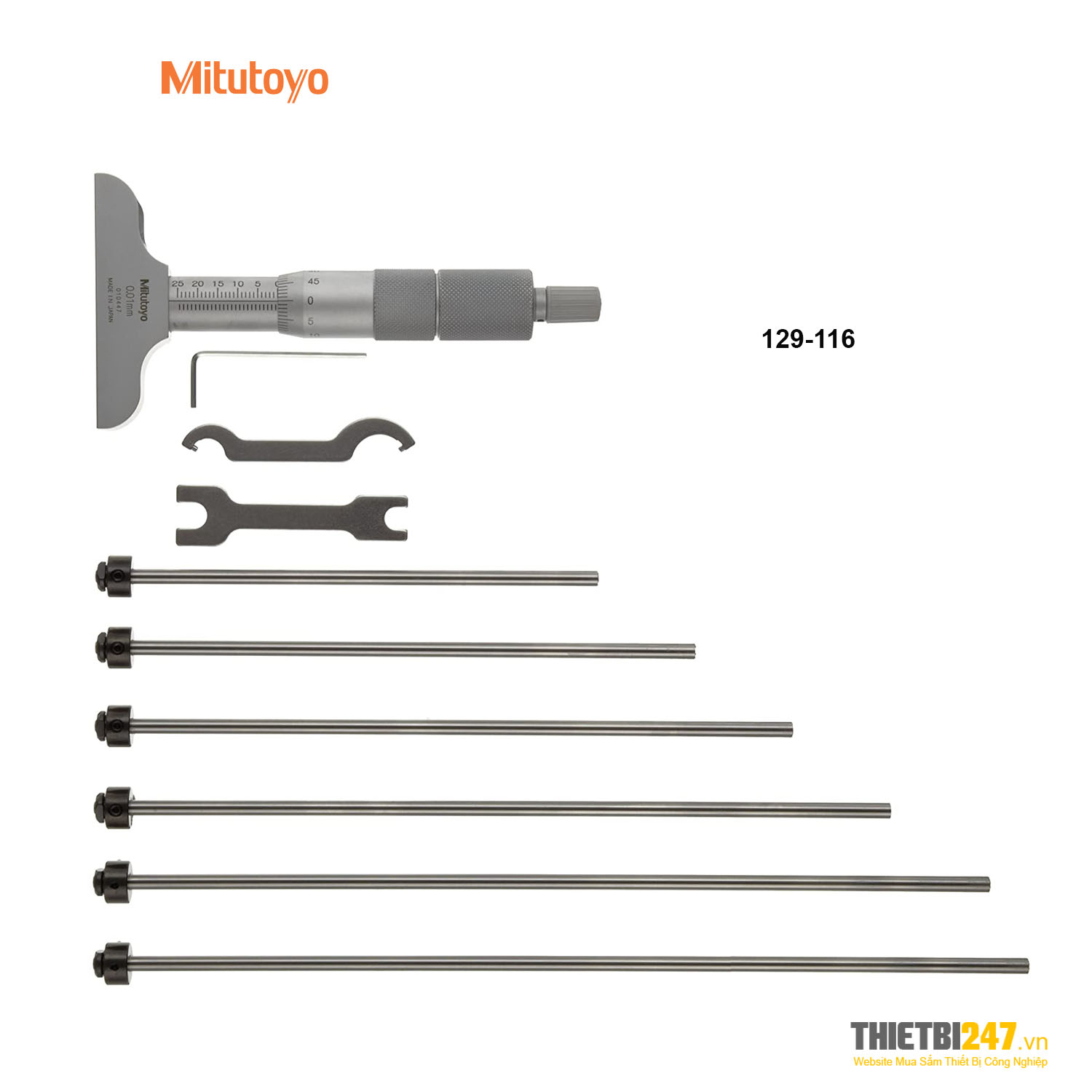 Panme đo sâu Mitutoyo 129-116 0~150mm 0.01mm chân đế đo 101.6mm