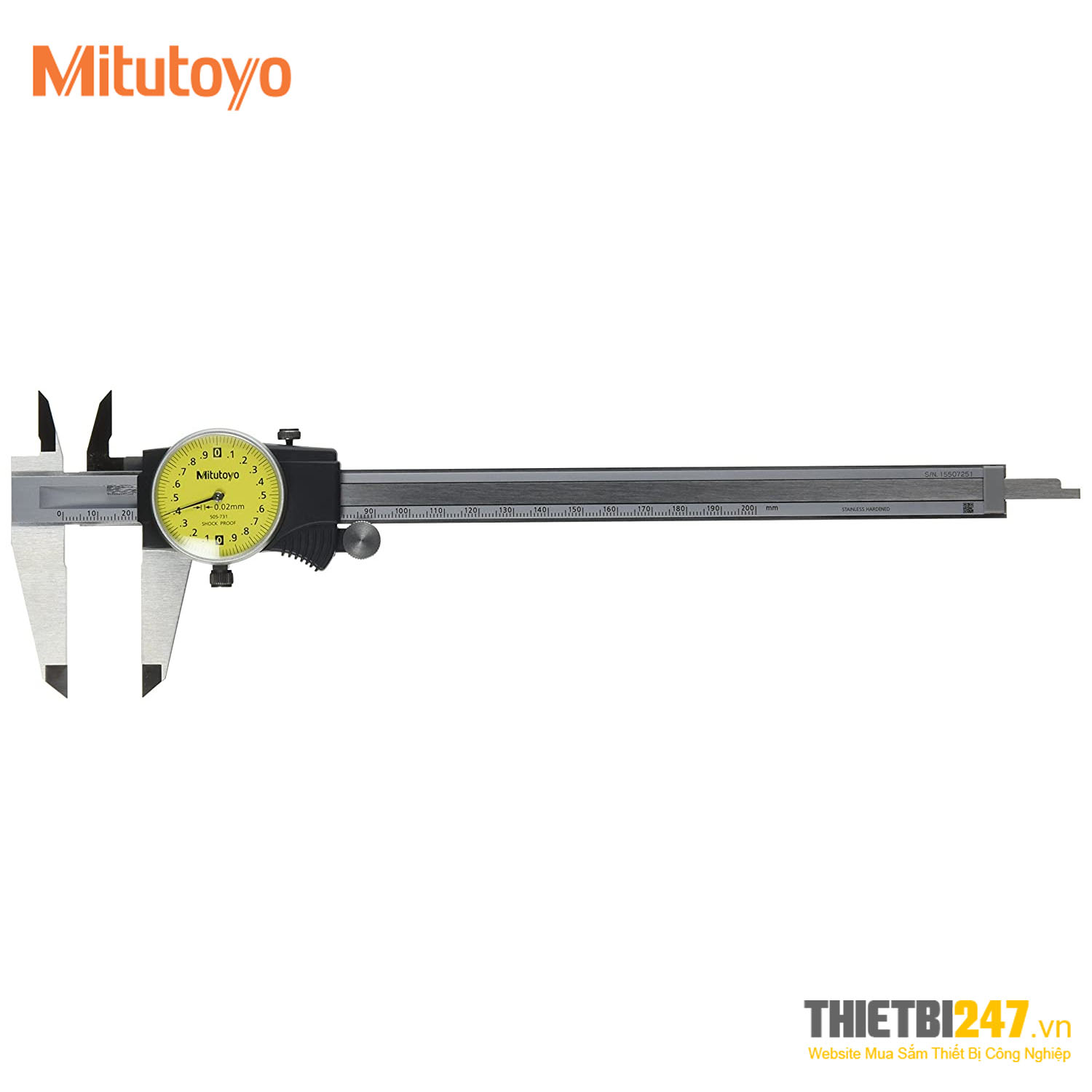 Thước cặp đồng hồ 0-200mm 0.02mm 505-731 Mitutoyo