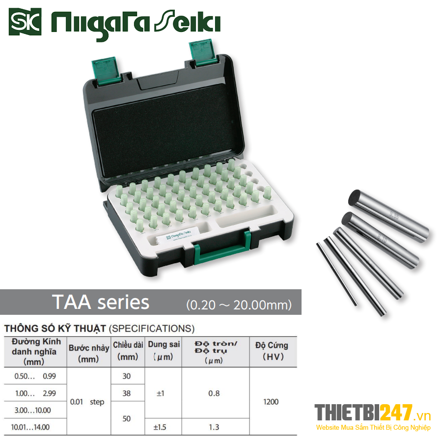 Bộ trục chuẩn Pin gauge carbide dòng TAA Niigata