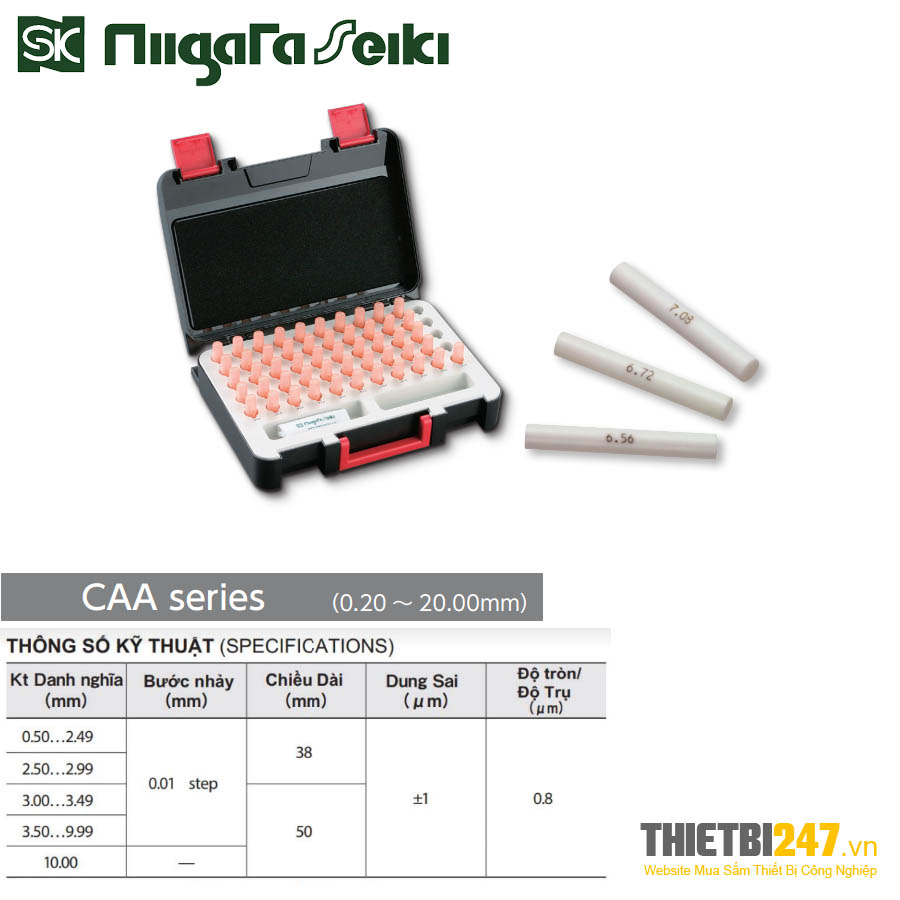 Bộ trục chuẩn Pin gauge gốm ceramic dòng CAA Niigata
