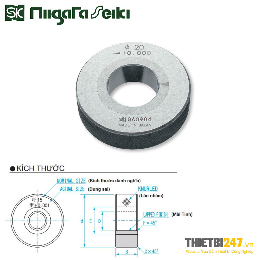 Vòng chuẩn ring gauge carbide TRG Niigata