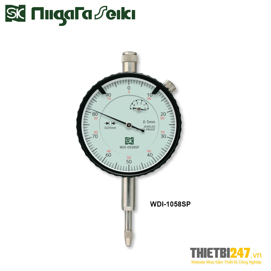 Đồng hồ so cơ loại tiêu chuẩn 0-10mm 0.01mm WDI-1058SP Niigata