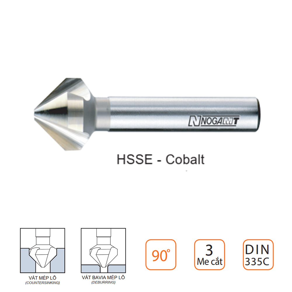 Dao Vát Mép Lỗ HSSE-Cobalt CM12 Noga