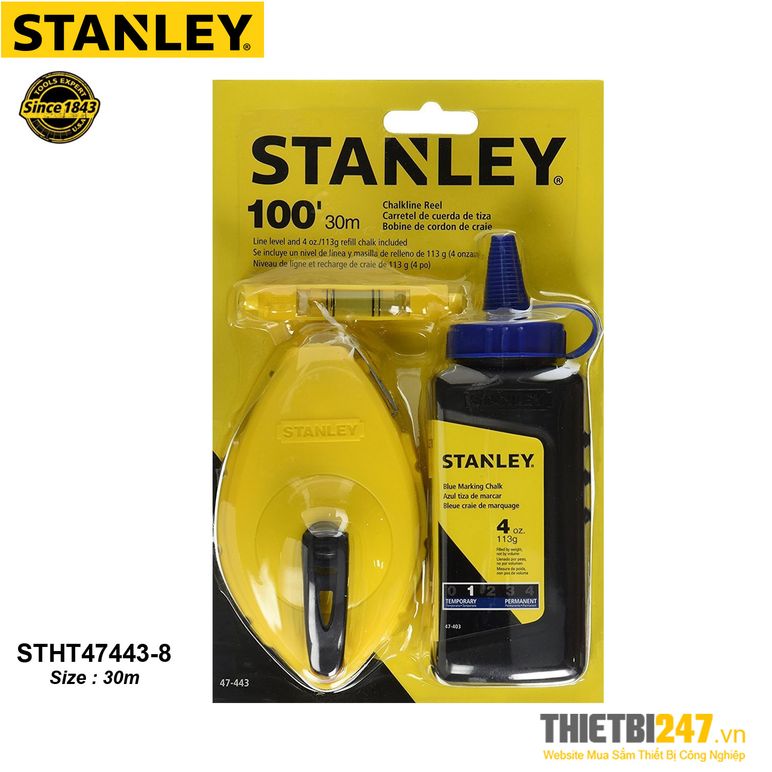 Bật mực 30m và hộp mực Stanley STHT47443-8