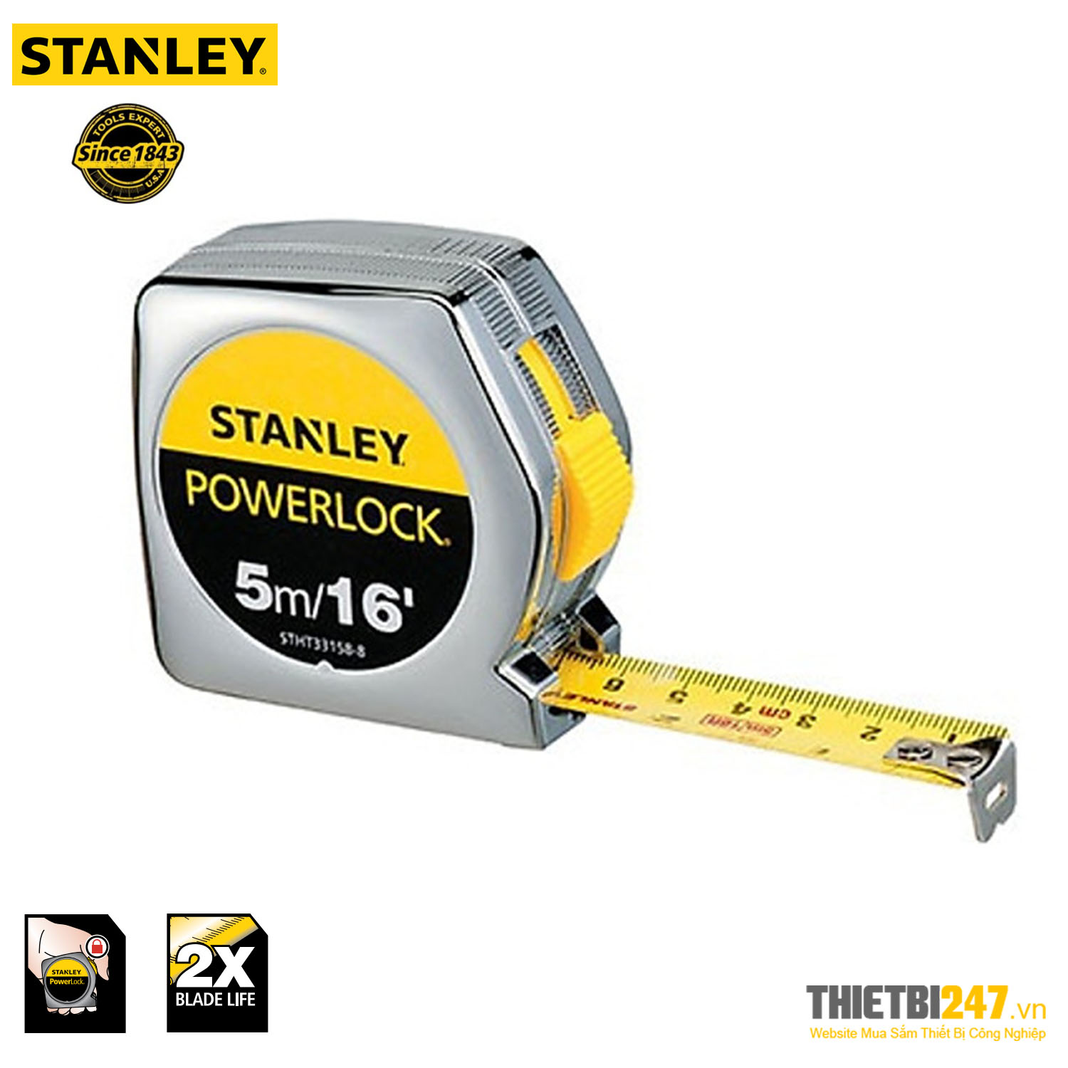 Thước cuộn 5m 16" Stanley Powerlock STHT33158-8