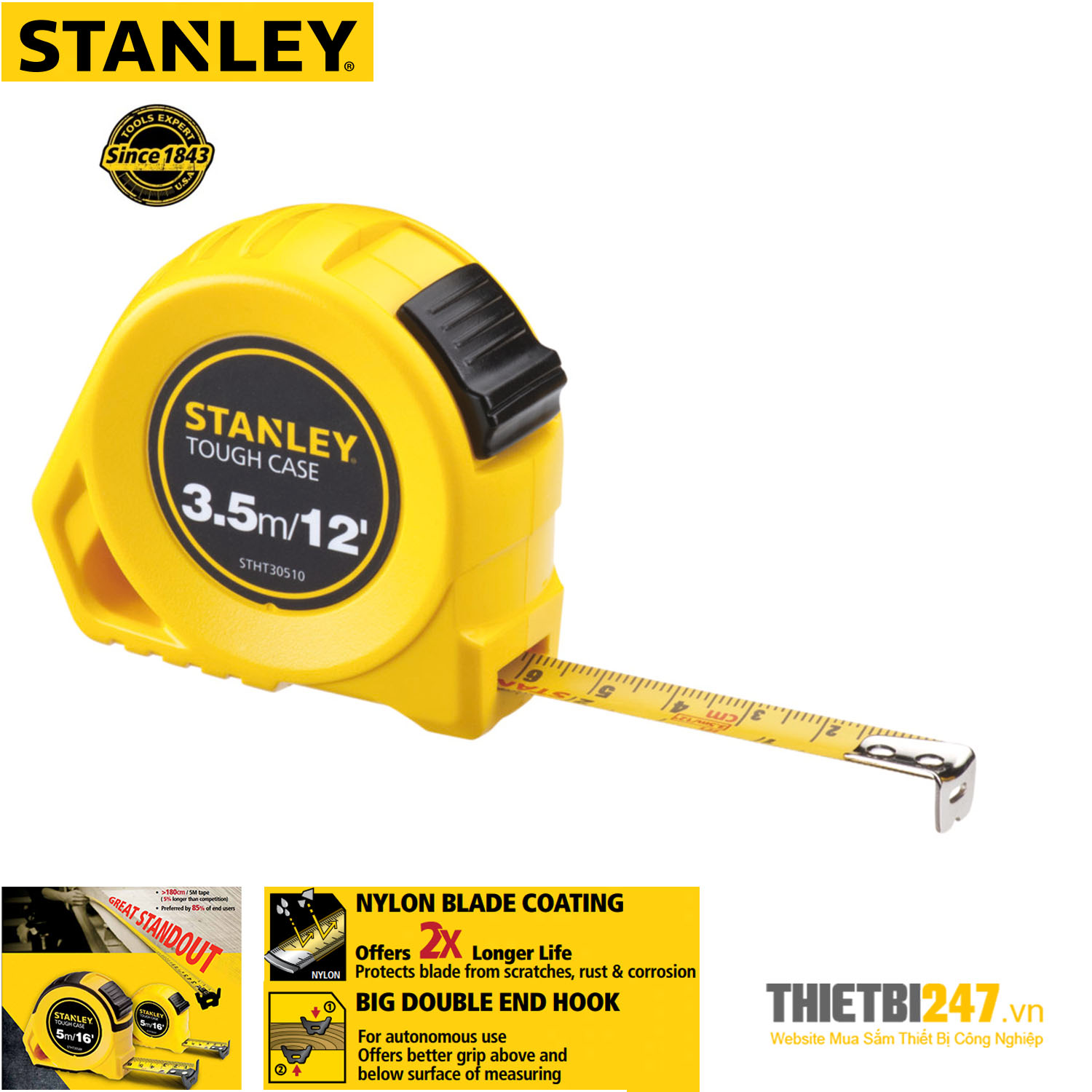 Thước Cuộn Stanley 3.5m 12" Tough Case STHT30510-8
