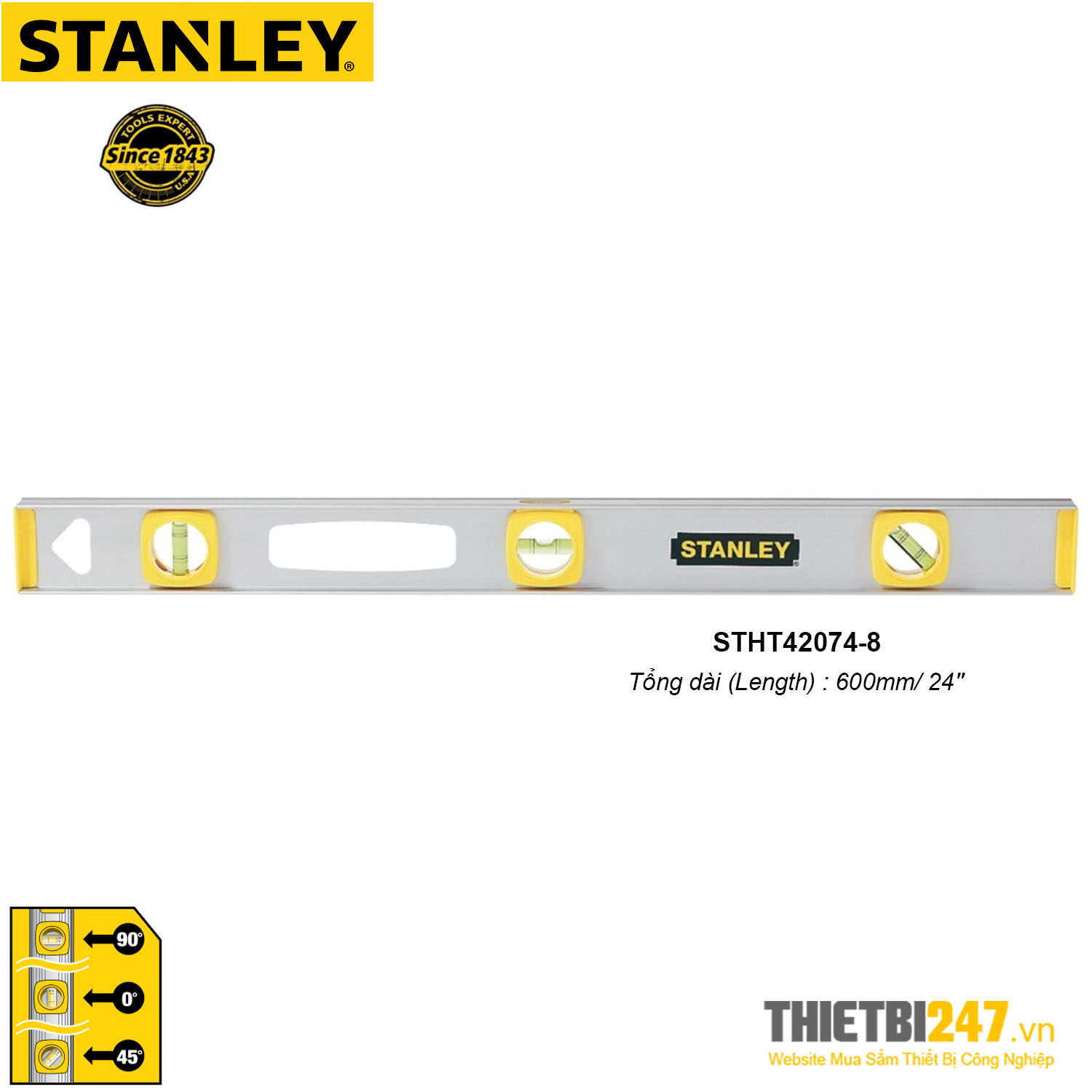Thước thủy Stanley 600mm 24" STHT42074-8